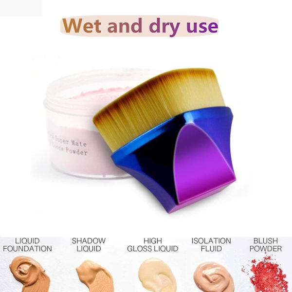 Professionell Foundationborste för Ansiktet, Syntetisk Flat Top Kabuki Makeupborste för Flytande Blanding, Mineralpuder, Buffring, Stippling, Shimmer, Bronzer