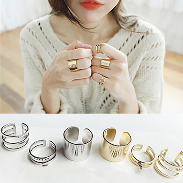 3 stk./sæt Mode Åbne Ringe Midi Finger Knuckle Stack Ringe Charms Julegave Gold