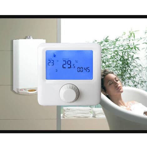 Programmerbar kablet termostat for kjeler, varmepumper og vedovner.