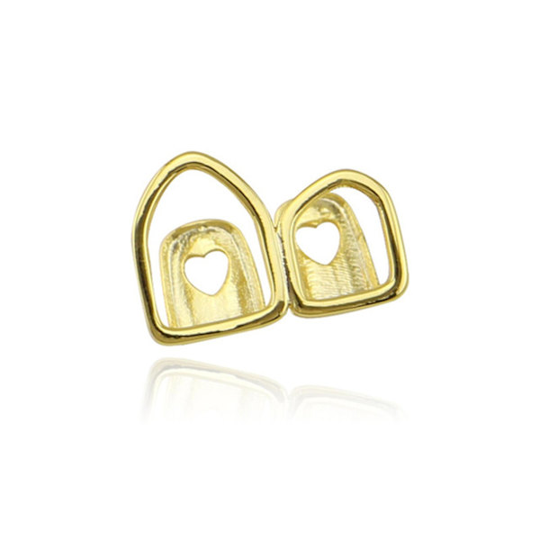18k Pläterade Guld Tandgrill Övre Tandgrillhatt Trendiga Tandtillbehör Universal För Kvinnor Gold Double Hollow