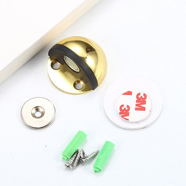 2-pack dörrstopp, magnetisk dörrstopp, dold modern golvmonterad magnetisk dörrfångare dörrhållare gold