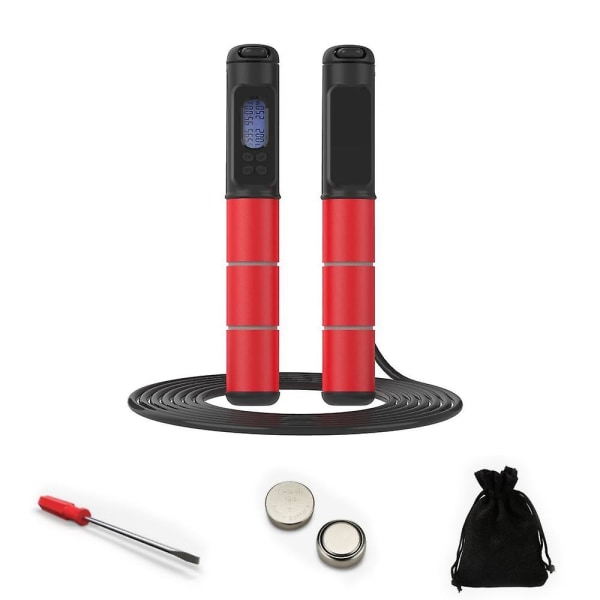 Hoppetau, justerbart digitalt tellende hoppetau for trening, trening, trening, boksing, treningsstudio Red Black