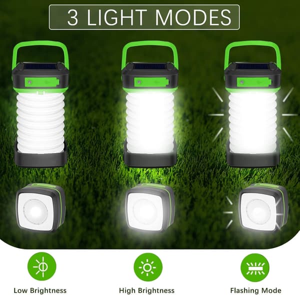 1 stk. Solcellelampe 360° Belysning Sammenleggbar Campinglykt Utendørs