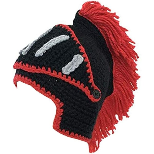Morsom Ridderhatt med Skjegg Beanie Håndstrikket Tykk Blekkspruthatt Halloween Cosplay Ski