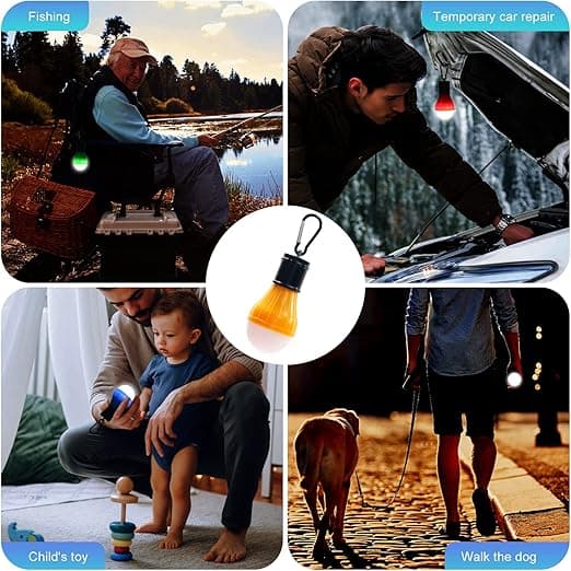 4 campinglys, batteridrevet, lyse campingtilbehør