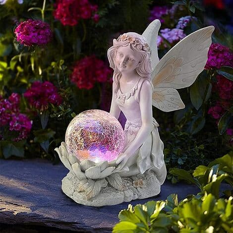 Havefiguriner Elver Solcelle Glaskugler Belysning Statue Have Solcelle Figuriner Fe Statue Dekoration