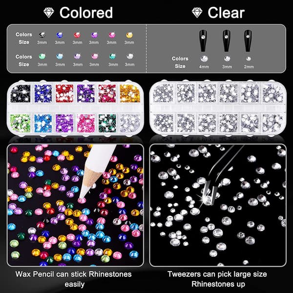 Runde flate bunndrill krystall akryl drill rhinestones negl