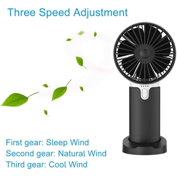 USB Rechargeable Large Capacity Portable Handheld Mini Fan (3000mAh Black Battery)