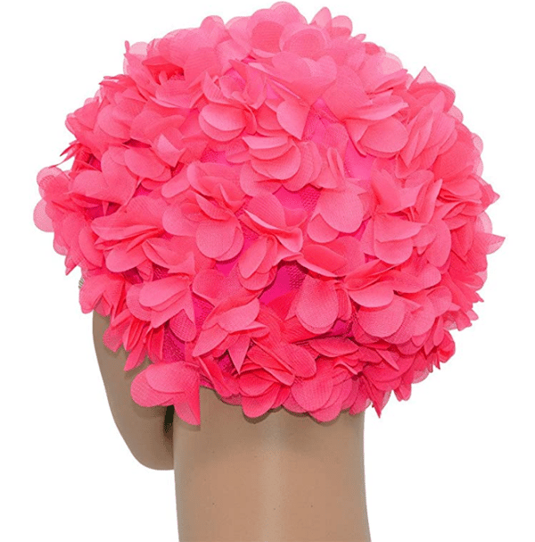 Badehætte med blomsterprint, retrostil, til kvinder, pink,