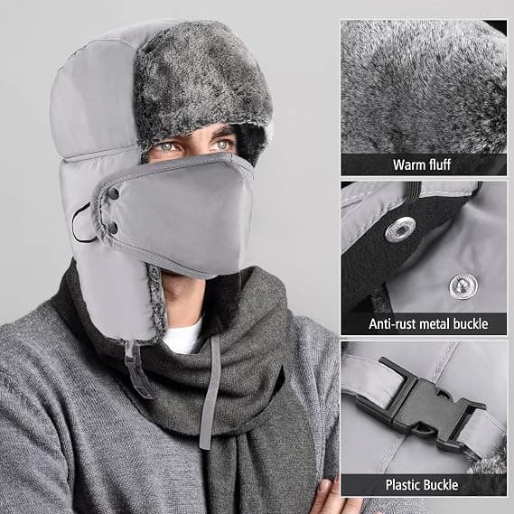 Vinterhatte til Kvinder og Mænd - Grå, Vinterhat Ushanka