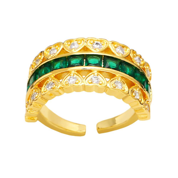 Sormus Vintage Zirkon Sydän Stud Muoti Korut Ac9922 Green
