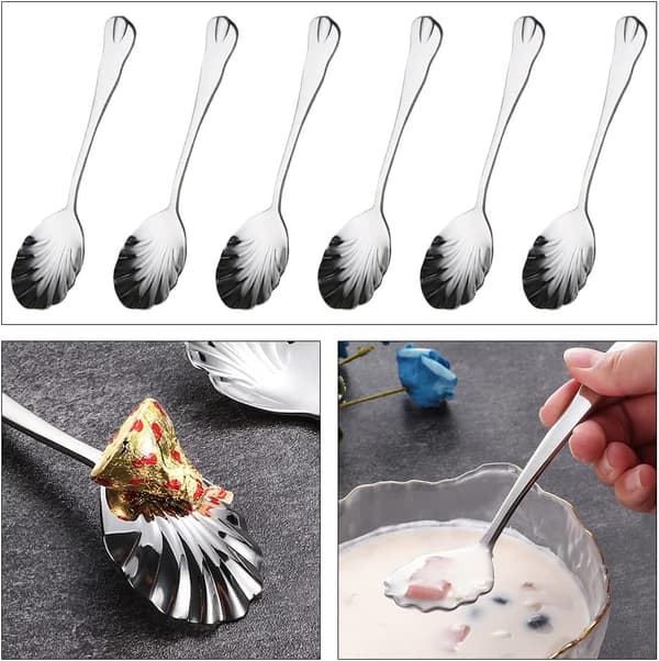 6 silver kaffe socker skedar rostfritt stål kaffeskedar