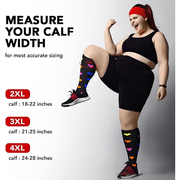 3 par kompressionsstrømper i plus size, overdimensionerede med høj elasticitet