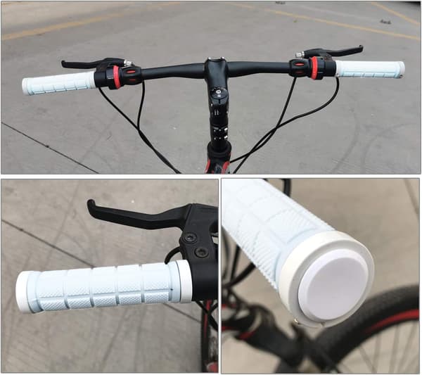 Hvide Ergonomiske skridsikre bløde cykelgreb i gummi, par, greb