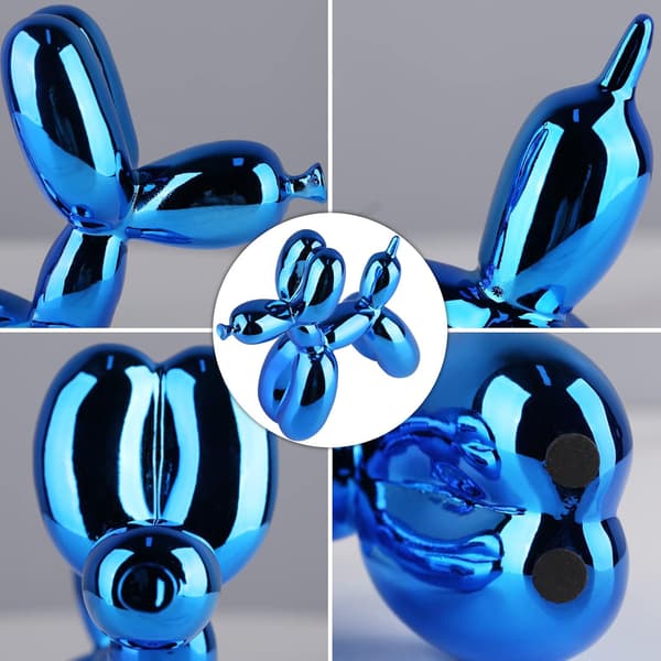 Skinnende Elektroplettering (Blå, 9,5 cm) Ballonghundstatue