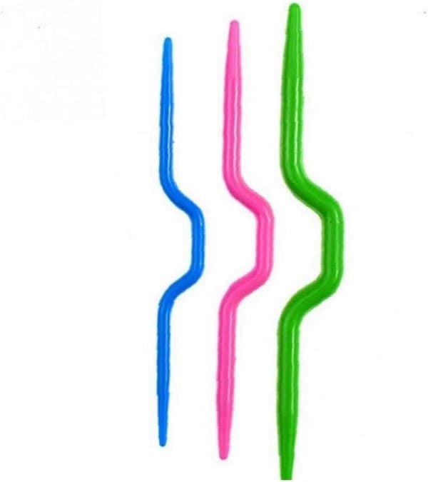 3 plastikflettede garnstrikkepinde Glatte hæklenåle