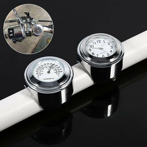 7/8\" 1\" Aluminiumlegering Galvanisering Overflade Motorcykel Styr Montering Urskive Ur og Termometer Temp