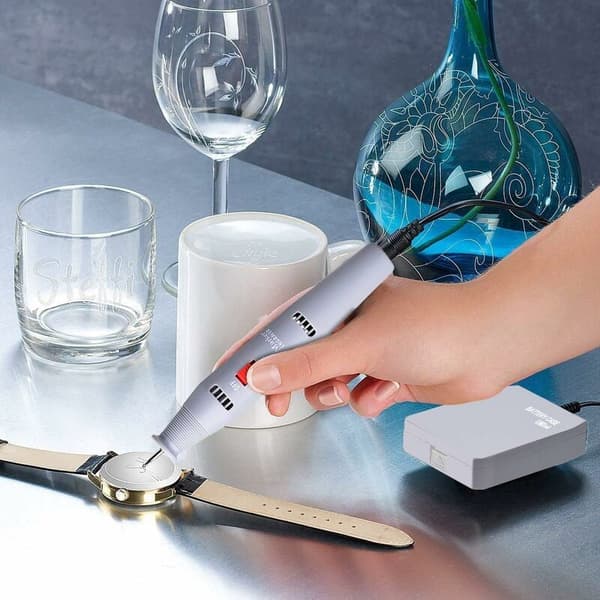 Elektrisk graveringspen grå glas rustfrit stål træ sten DIY bogstaver,