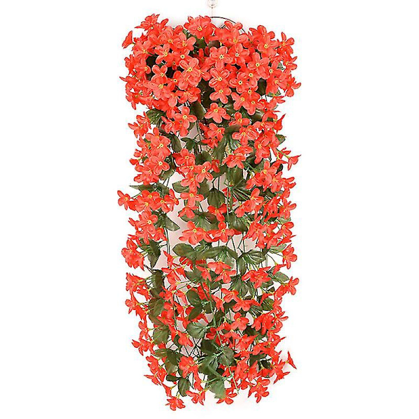 Konstgjord Vinranka Hängande Blomma Rattan Trädgård Väggdekor Red 2PCS