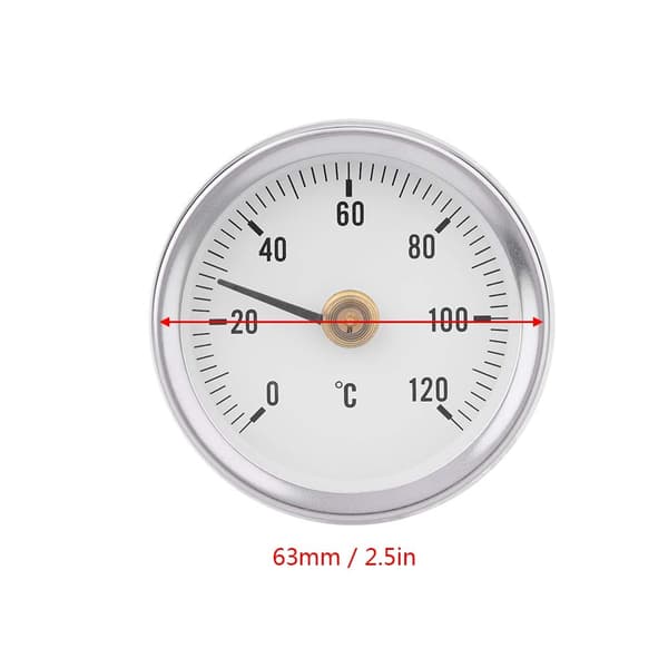 63mm 0-120° Bimetall Temperatur rörtermometer Vattentät