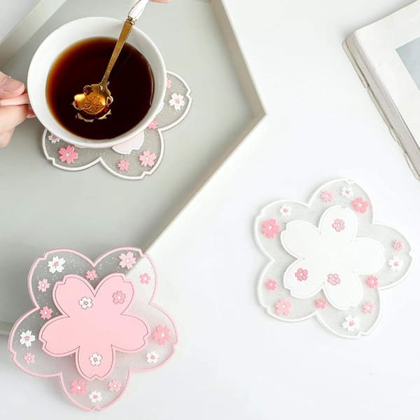2 stk. Coasters Bløde PVC Sakura Måtter Coasters Bordmåtter Ch