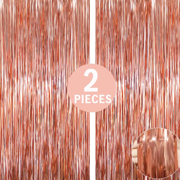 2 st Roséguld Metallic Folie Fransgardiner, 1m x 2m