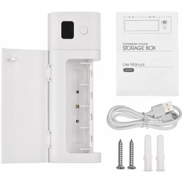 UV Tandbørsteholder Vægmonteret Elektrisk Tandbørste Sanitizer Holder til Badeværelse 4 Slot Tandbørste Organizer, Model: