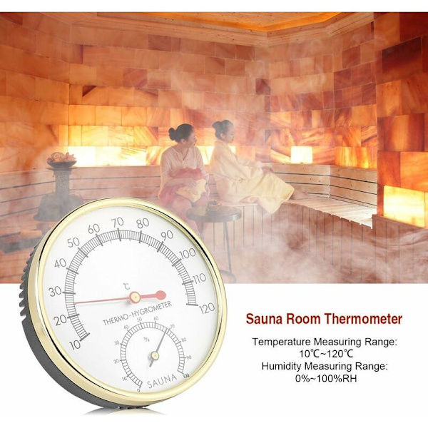 Saunatermometer, Innendørs Metall Dial Termometer Hygrometer for Saunarom