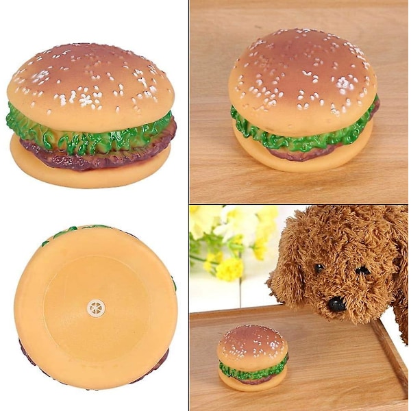 1 St Ljudleksak Hamburgare Tuggleksaker Kreativ Matformad Kvittrande För Valp Hund Barn Vuxen