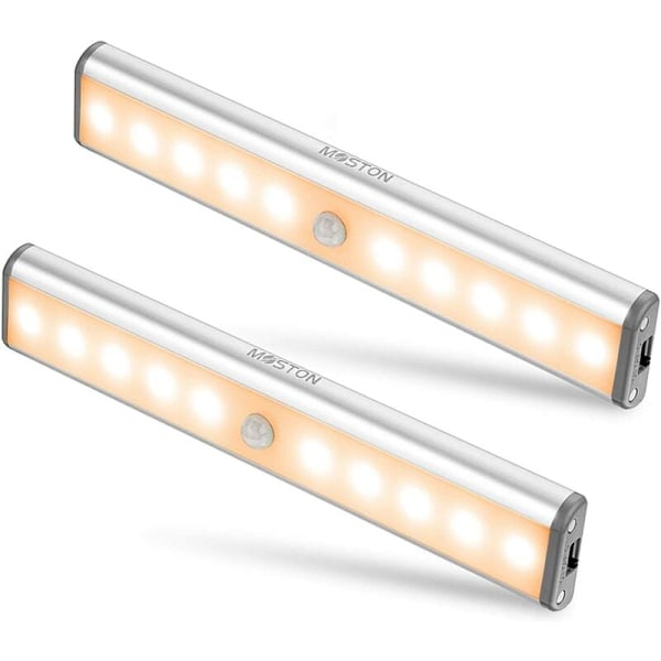 Menneskekropsinduceret natlampe gangladning smart skab lang lys (2 stk. varmt lys 10 LED batterimodeller),