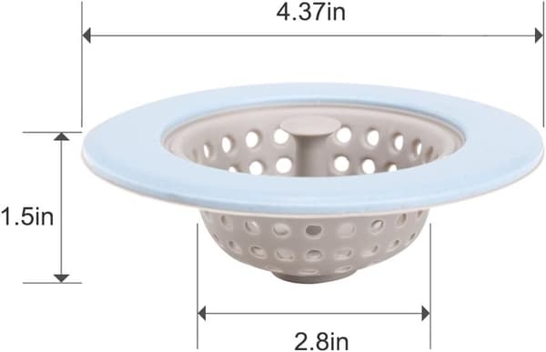 4-delt silikone køkkenvask si, 4,5\" diameter stor