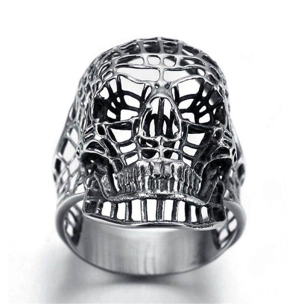 Muoti Punk Hollow Out Skull Ring Miehille Trendi Hip Hop Rock Halloween Juhlakatu Korut Lahja Gold