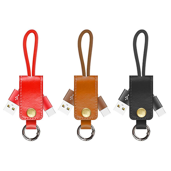 Modetyp C Nyckelring Användbar Nyckelring av metallläder Snabbladdning USB kabel Laddningsdatasynkkabel För vuxna Kvinnor Män Röd