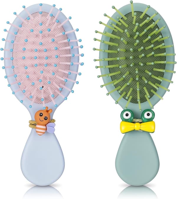 2 stk (blå & grønn) Hårbørste, Mini Hårbørste Oval Tanglefri