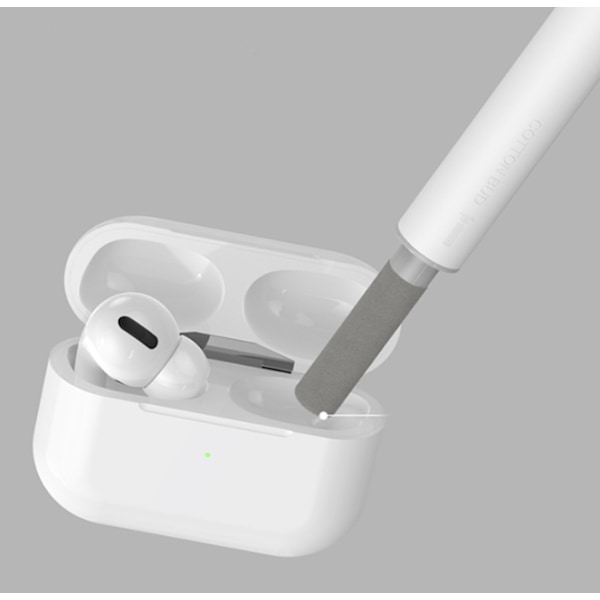 Vit tre-i-ett-infällbar bluetooth-headset rengöringspenna hörlurar rengöringsverktyg mobiltelefon headset borste