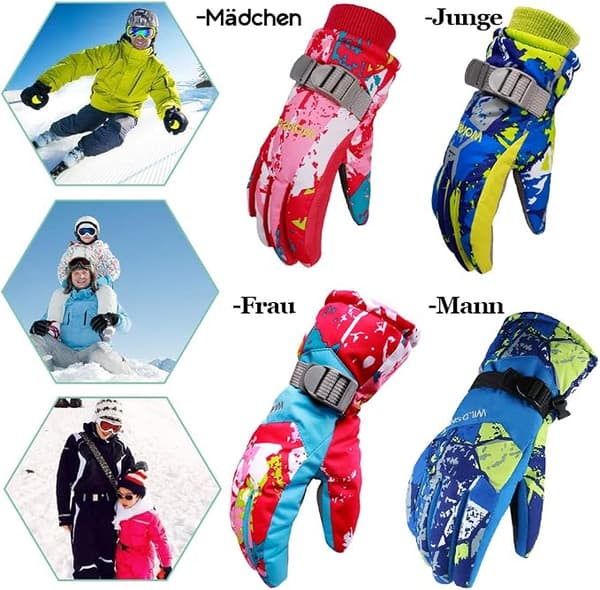 Ski Hansker for Barn/Menn/Kvinner, Vanntette og Vindtette