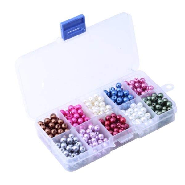 Glasperler, runde perler, farvede perler, til DIY smykkefremstilling, forskellige tilbehør, æskekombination (6mm500stk),