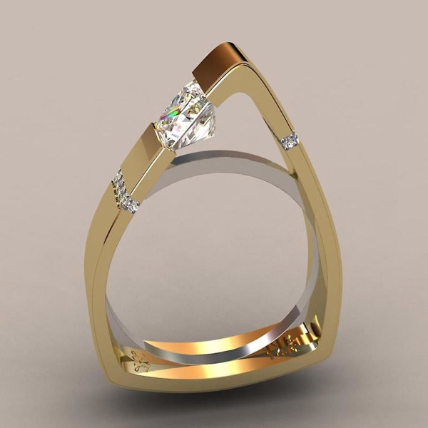 Mode Kvinnor Geometri Hollow Triangle Strass Finger Ring Dekor Smycken Present US 9