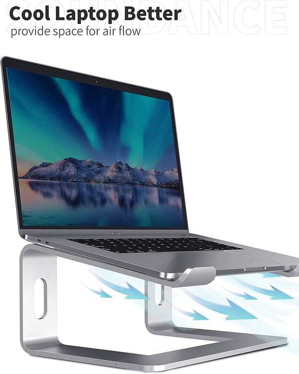 Bærbar computerstander, aluminium computerforhøjer, ergonomisk bærbar computerforhøjer, metalstander, passer til 10-15,6 tommer bærbare computere (sølv)