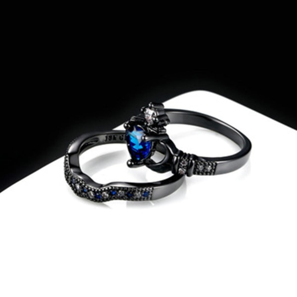 Kvinders Ring Skinnende Rhinestone Rustfrit Letvægts Par Finger Ring Til Valentinsdag Blue US 12