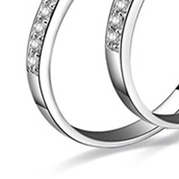 2 stk/sett Ring Skinnende Kubisk Zirkonia Forgylt Sølv Romantisk Par Finger Ring Til Bryllup US 6