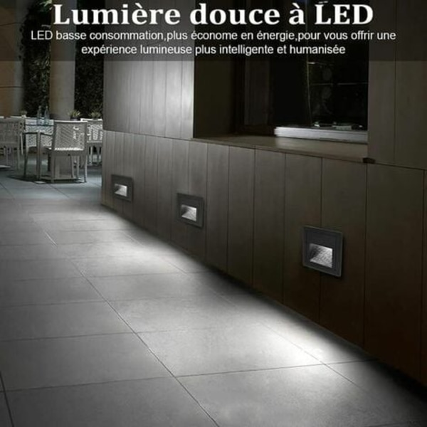 3W LED Inbyggd Vägglampa, Kalla Vit IP65 Vattentät Trappbelysning, Stegljus, Aluminium, Inomhus Utomhus Belysning Deco