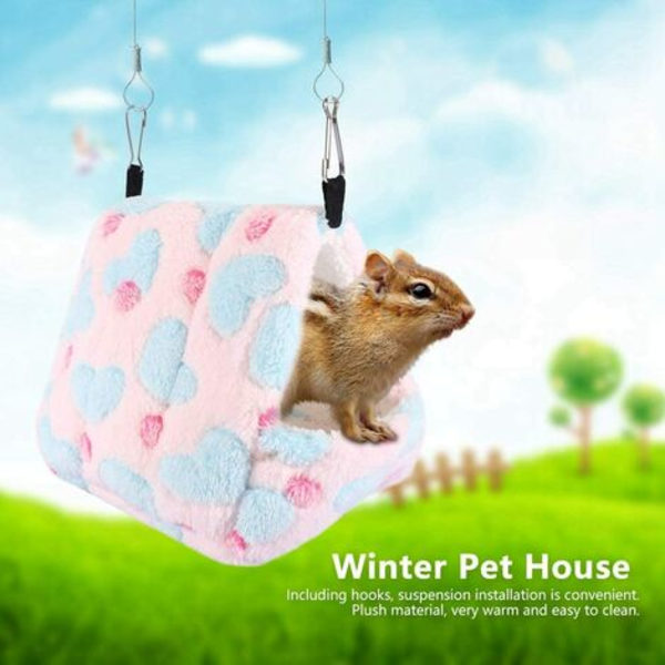 Rotte Hamster Hus Varmt Vinter Seng Lille Dyr Egern Pindsvin Chinchilla Kanin Marsvin Bur Rede (#2-Pink)
