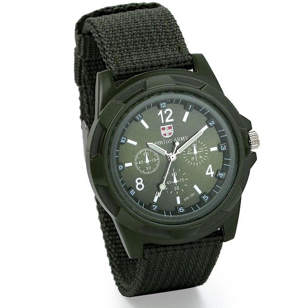 Herrar Militär Armé Pilot Aviator Stil Utomhus Sportklocka Tyg Canvas Rem Armbandsur
