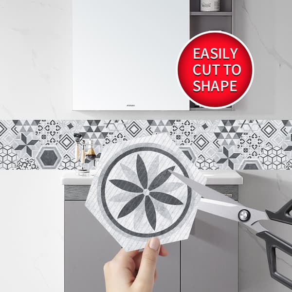 Förpackning med 10 Kakeldekor Hexagon Industriell Stil Halkskydd