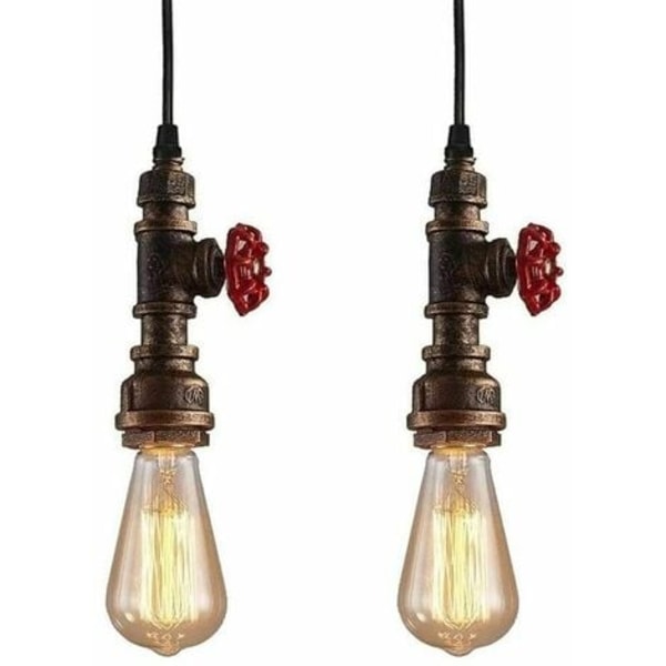 Industriell taklampa, 2 lampor takljuskrona Vintage i rördesign art déco-ljus för café, bar, restaurang, Ki