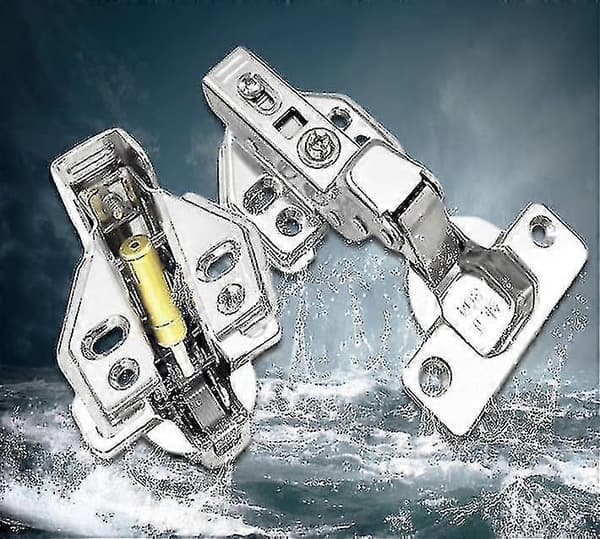 304 Hydraulisk hængsel i rustfrit stål, skabsdør fjeder foldehængsel, bufferdæmpningsrør, fast fuld dækning 2 stk