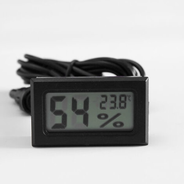 LCD Digital Tuner Inbyggd Termometer Hygrometer med Extern Sonda för Brooder Akvarium Fjäderfä Reptil Svart -
