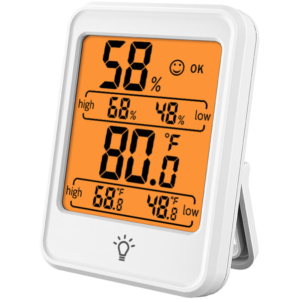 Thermo-hygrometer, indendørs klimastyring med temperatur- og luftfugtighedsskærm, MC41 hvid (med baggrundsbelysning)