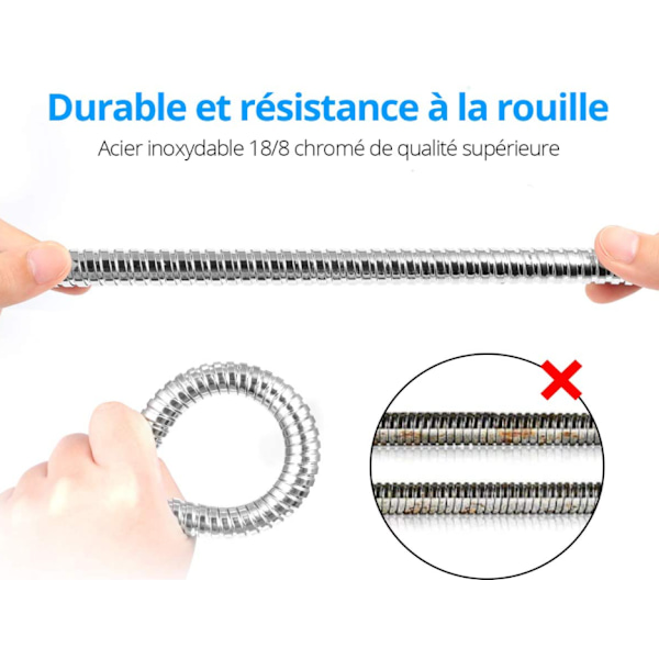 Dusch slang, rostfritt stål, silver, 2M